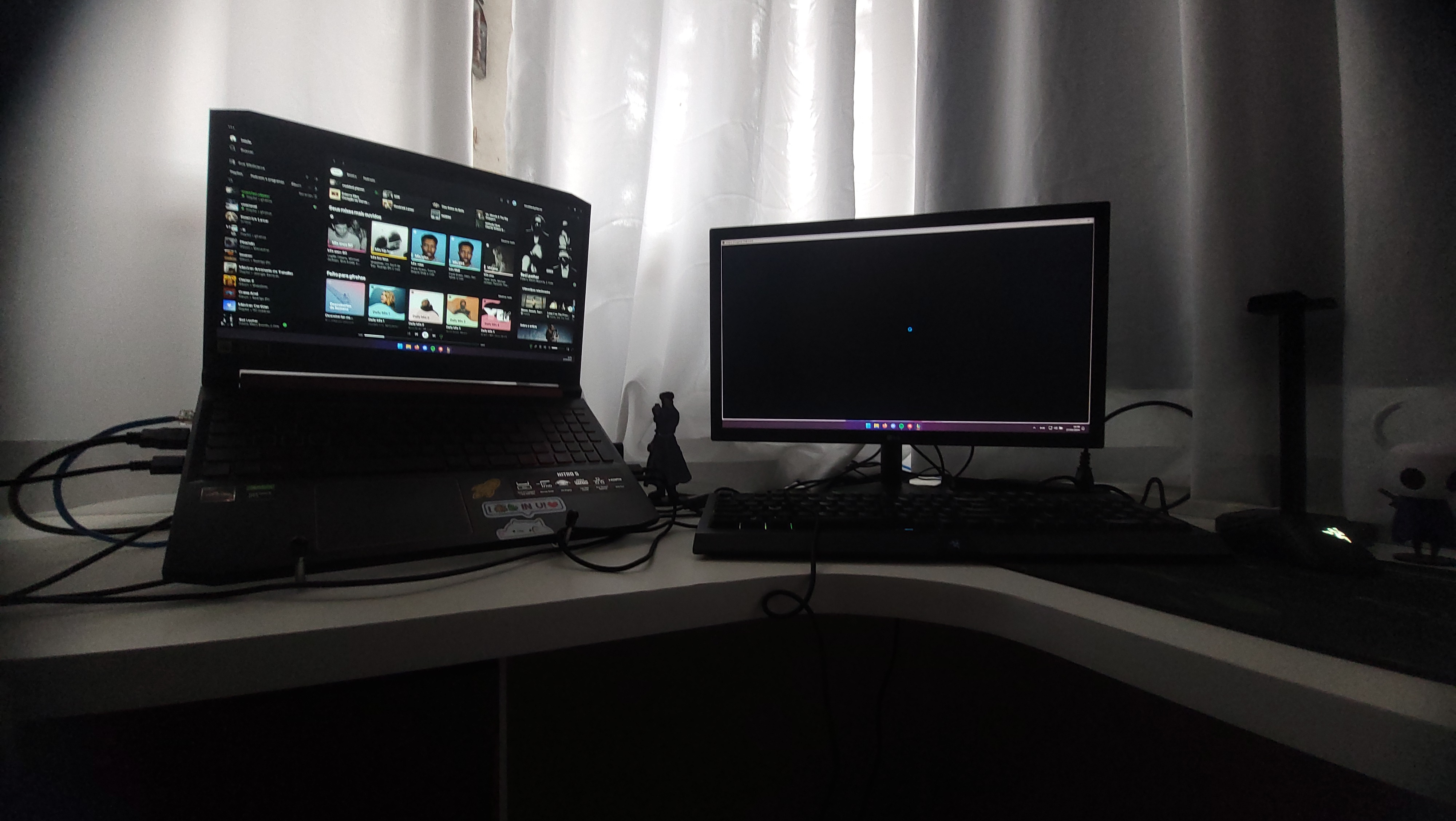 Laptop and monitor